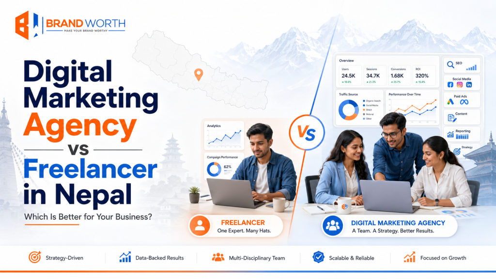 Digital marketing agency vs freelancer comparison for businesses in Nepal